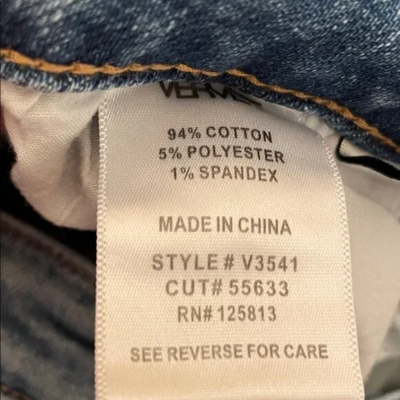 VERVET BY FLYING MONKEY Blue Wide Leg Jeans w/ Raw Hem, Size 28 - Picture 5 of 6